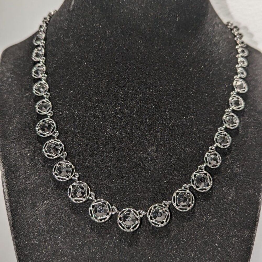 Gun Metal Black Faceted Bead Necklace